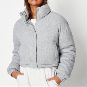 Gray jersey padded puffer jacket